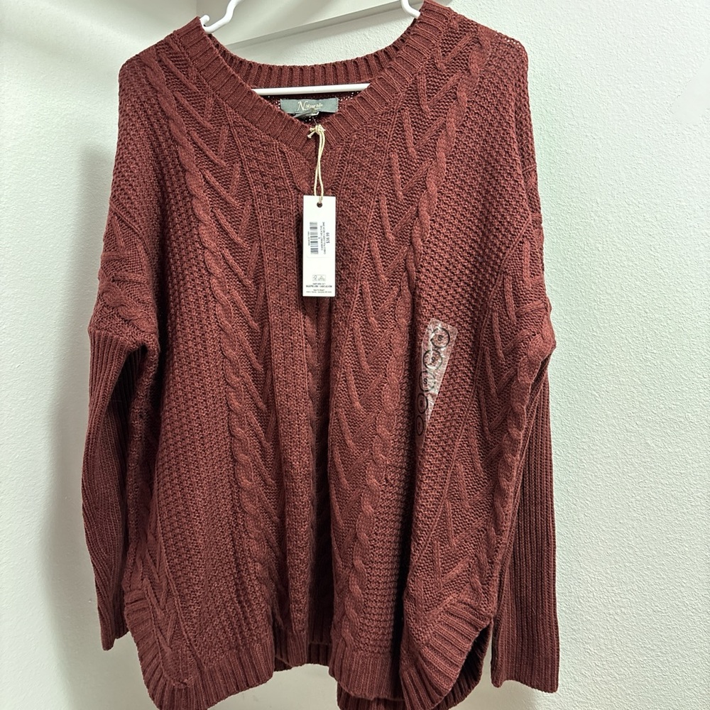 Burgundy cable knit sweater